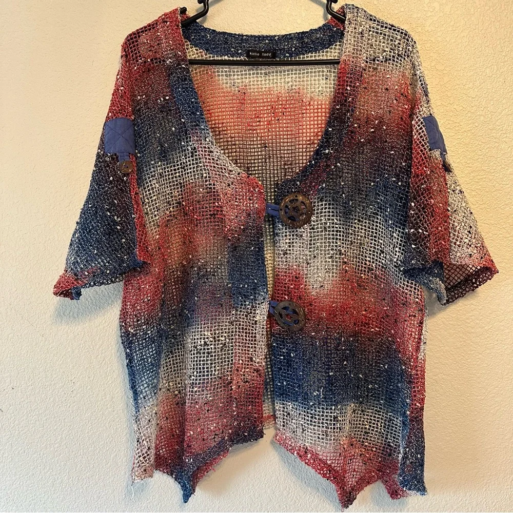 Katie Todd Mesh Cardigan Patriotic